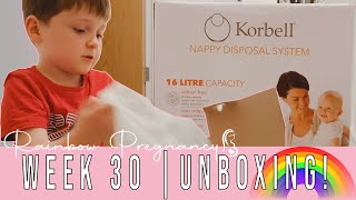 Korbell Nappy Bin Review and UNBOXING  Week 30 Update  Rainbow Baby Pregnancy [upl. by Letnuahs475]