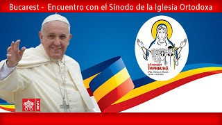 Papa Francisco  Bucarest  Encuentro con el Sínodo de la Iglesia Ortodoxa Rumana 20190531 [upl. by Skurnik]