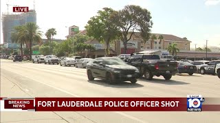 Fort Lauderdale police officer transported to hospital after being shot in Harbordale [upl. by Gerek]