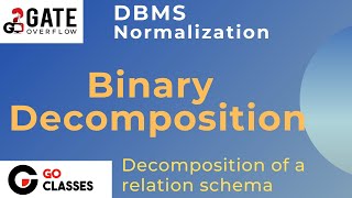 Binary Decomposition of a Relation Schema  Lossless Lossy  DBMS  Normalization  Deepak Poonia [upl. by Eek]