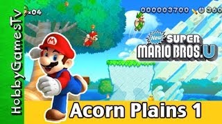 Super Mario PART 1 Acorn Plains Level 1  WIi U Nintendo with HobbyDad HobbyKids [upl. by Mendel386]