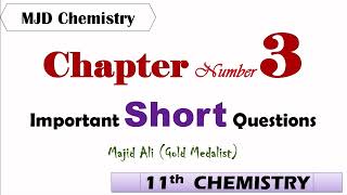 Important Short Questions in chapter 3  chemistry Class 11th  chemistry  FSc part1 chemistry [upl. by Ysle]