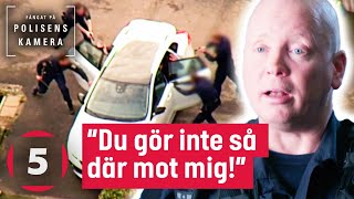 Narkotikapåverkad man SPOTTAR på polisen  Fångat på polisens kamera  Kanal 5 Sverige [upl. by Boyce431]