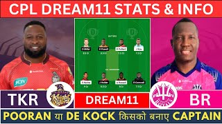 TKR vs BR Dream11 Team  TKR vs BR Dream11 Prediction  TKR vs BR Dream11 Team Today  CPL2024 [upl. by Ilram]