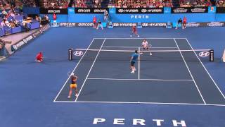 Crazy Match Point Save  Australia v Serbia Hyundai Hopman Cup 2013 [upl. by Sirama]