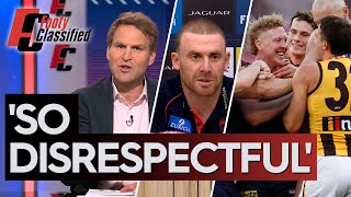 Simon Goodwin called out for disrespectful comments on young Hawks game  Footy Classified [upl. by Nichani580]