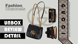 GUCCI Marmont mini shoulder bag black leather  Review I Unbox I Detail shorts [upl. by Gnehs]