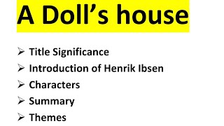 A Dolls house summary characterthemes important questions literature viral [upl. by Stanwin]