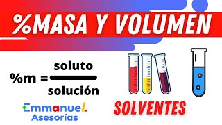 Porcentaje  Masa y Volumen en Química muchos ejemplos paso a paso [upl. by Cir533]