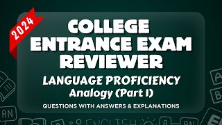 COLLEGE ENTRANCE EXAM REVIEWER 2024  ENGLISH  Analogy Part 1  UPCAT ACET DCAT USTET etc [upl. by Trill]