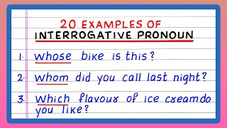 INTERROGATIVE PRONOUNS IN ENGLISH GRAMMAR  10  20 INTERROGATIVE PRONOUN SENTENCES [upl. by Repsaj]