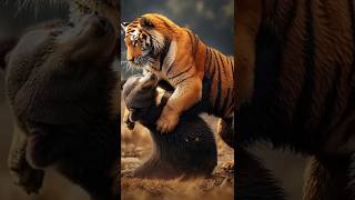 Tiger vs Sloth Bear animalbattle animals wildanimal arcticanimal wildlifebattle bear [upl. by Bore]