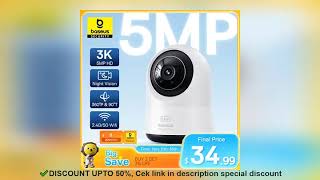 Baseus 5MP 3K WiFi IP Camera 24G5G Wireless Indoor Security [upl. by Airbas]