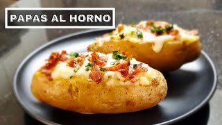 Papas al Horno  Papas Rellenas con Queso y Tocino  Deliciosas [upl. by Brodie116]