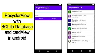 Android Studio  recyclerview with SQLite database and CardView [upl. by Udella181]