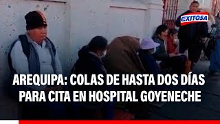 🔴🔵ArequipaPacientes realizan colas de hasta dos días para obtener cita médica en Hospital Goyeneche [upl. by Ytirev]