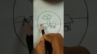 Beautiful scenery artdrawing youtubeshorts shorts [upl. by Affrica]