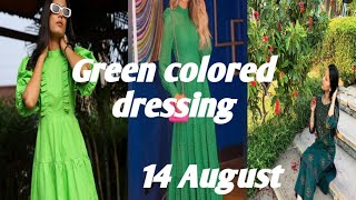 green colour simple dress designlawn dress design 2024 14 AugustKushi Maqbool [upl. by Affer]