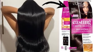 Tonalizando meu cabelo com Casting Creme Gloss sem amônia 😍  Castanho escuro 300 loreal [upl. by Sonni]