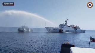 China uses water cannons anew vs Filipino ships in West Philippine Sea [upl. by Squier]