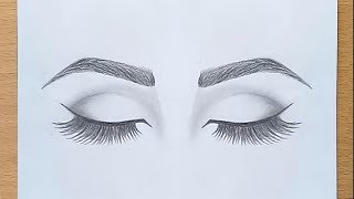 How to draw Closed Eyes for beginners step by step [upl. by Ardekahs]