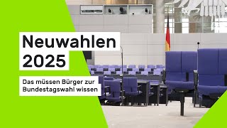 Neuwahlen Das müssen Bürger zur Bundestagswahl 2025 wissen [upl. by Anelem]