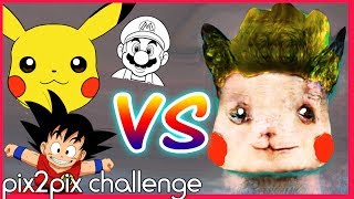 ARTIST Vs PIX2PIX CHALLENGE  Drawing Anime amp Game Characters [upl. by Akkin130]