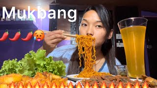 Spicy Current Noodles fry fishsalad juice amp Thicheko Aalu Mukbang Lalima Magar🌸 [upl. by Thurmond]