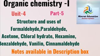 Structure and uses of aldehyde and ketones formaldehyde paraldehyde acetone hexamine vanillin [upl. by Ailina]