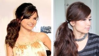 Selena Gomez Tousled Ponytail Hairstyle for Medium Long Hair Tutorial [upl. by Endys]