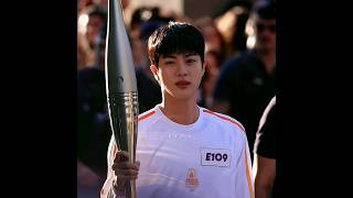 Jin being ALL ADORABLE at Olympics Paris 2024 as torch bearer 😭❤️ jin bts [upl. by Howlyn846]