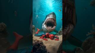 SpiderMan and Supergirl vs Megalodon fight battle deadpool spiderman supergirl animals [upl. by Girand]