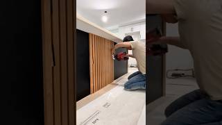 Install wood slats for kitchen  instalación de madera satisfying satisfyingvideos kitchen wood [upl. by Hyo99]