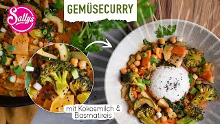 Veganes Gemüse Curry mit Basmatireis  Sallys Welt [upl. by Center]