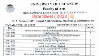 BA 4th Semester Date Sheet 2023  Lucknow University BA Semester IV Exam Schedule 2023  BA Scheme [upl. by Yettie]