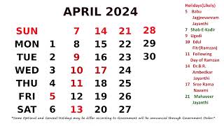 April Calendar 2024 [upl. by Halika]