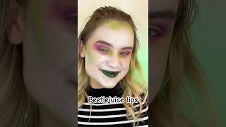 BEETLEJUICE LIP HACK BEETLEJUICE MAKEUP TRYING THE VIRAL BEETLEJUICE GREEN LIPS [upl. by Annayek]