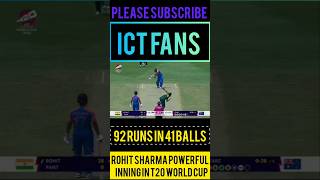 Rohit Sharma powerful ining in T20 World Cup ictfans cricket rohitsharma 41 balls in 9o runs [upl. by Daniela]