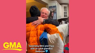 Kids surprise their grandparents with sleepover [upl. by Yeleen641]