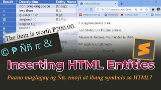 Inserting HTML Entities [upl. by Aicen]