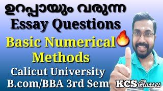 ഉറപ്പായും വരുന്ന Essay Questions Basic Numerical Methods Calicut University BcomBBA 3rd Semester [upl. by Goodkin]