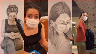 Drawing realistic portraits of strangers on the subway  Best Surprise Reactions 2 [upl. by Walter530]