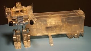 G1 KO OPTIMUS PRIME CLEAR TRANSLUCENT TRANSFORMERS TOY REVIEW [upl. by Ateuqal]