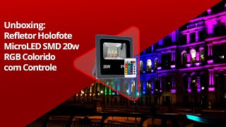 Review Refletor Holofote MicroLED SMD 20w RGB Colorido com Controle  Iluminim [upl. by Aynodal]