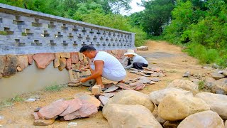 Mr Ly plastered rocks on the wall in the backyard amp built a giant rockery in the corner of the yard [upl. by Moyra95]