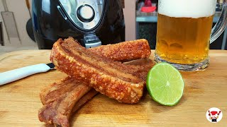 Como Fazer Costelinha de Porco com Pele Pururuca na Airfryer  Churrasco [upl. by Tterrab]