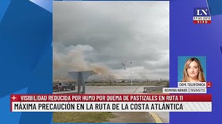 Impresionante incendio forestal cerca de Villa Gesell visibilidad reducida en la ruta [upl. by Odnomra]