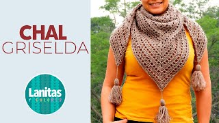 Hermoso CHAL tejido a crochet paso a paso  Crochet shawl  Lanitas y Colores [upl. by Ycnuahc]