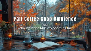 Cozy Autumn Coffee Shop Ambience with Relaxing Music amp Soothing Rain to Unwind amp Working this Autumn [upl. by Anaeco881]