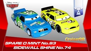 Disney Pixar Cars 2014 Dicast Sidewall Shine No74 amp Spare O Mint No93 155 Scale Mattel [upl. by Aekan]